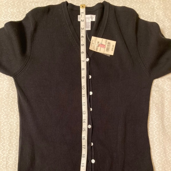 NWT Black Silk Blend Cardigan Set With Off-white Trim Size M - Picture 9 of 13